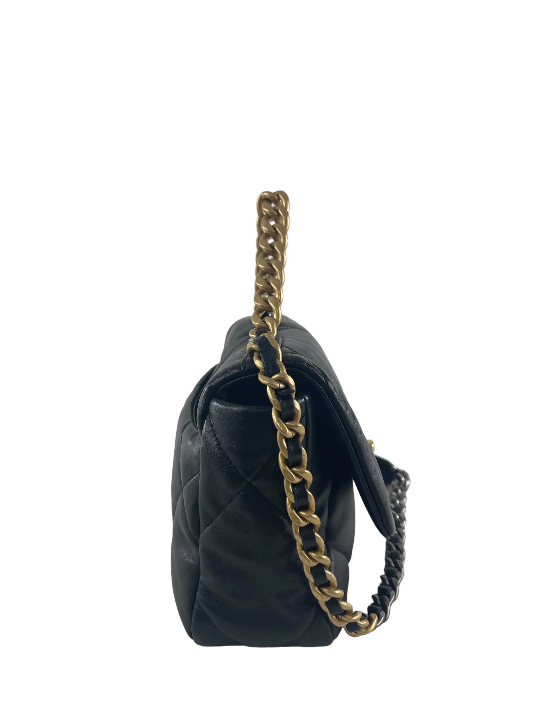 Chanel Black Lambskin Leather '19' Handbag