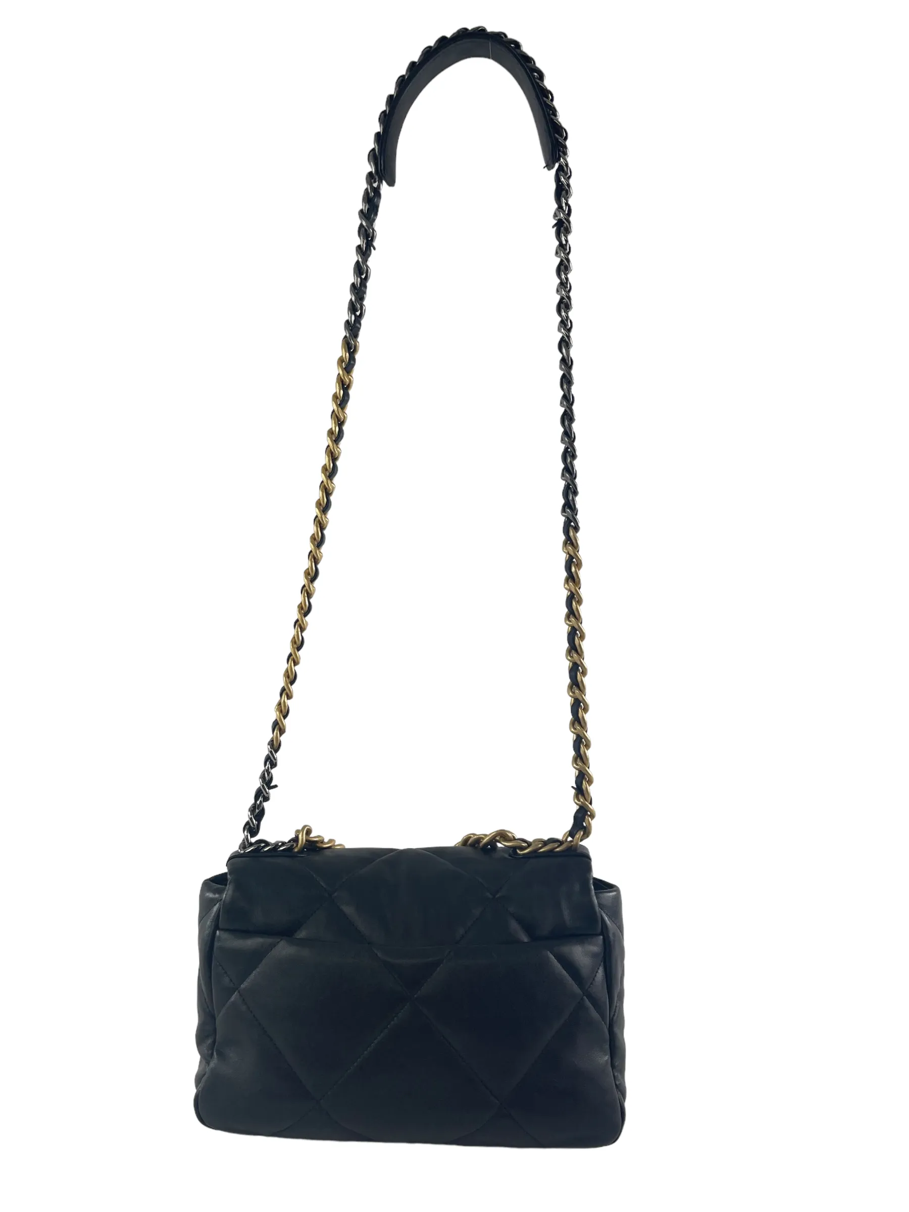 Chanel Black Lambskin Leather '19' Handbag