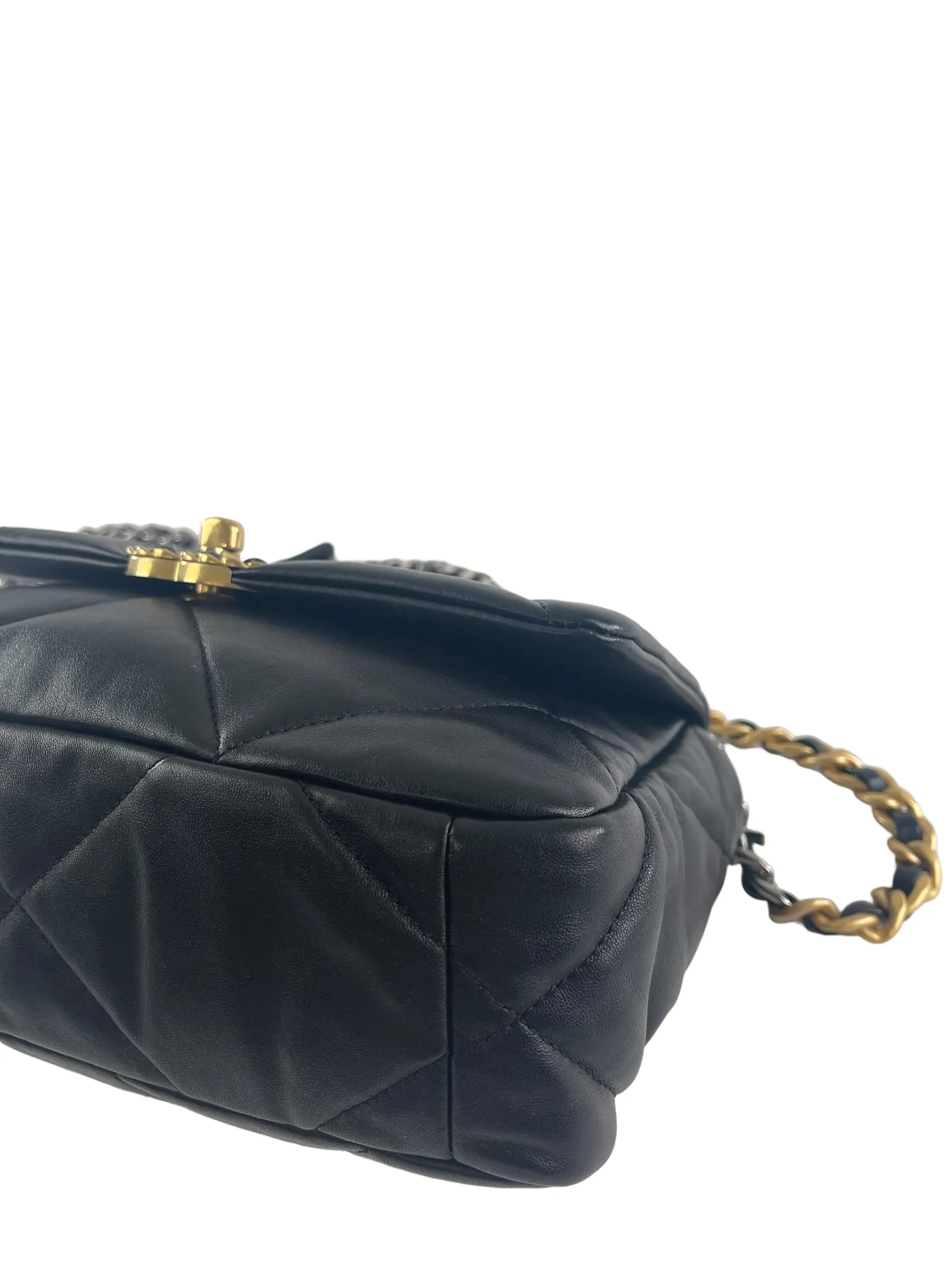 Chanel Black Lambskin Leather '19' Handbag