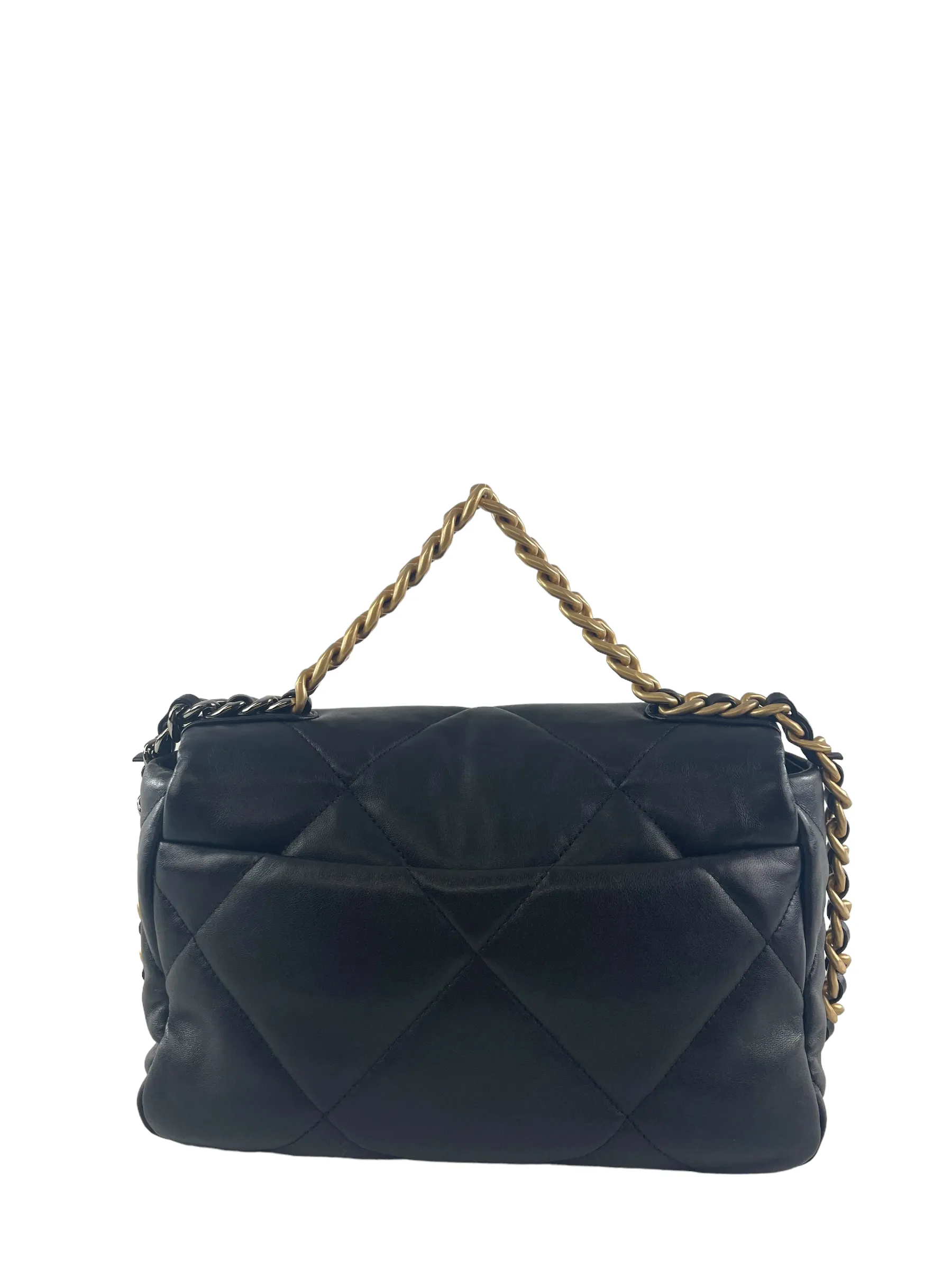 Chanel Black Lambskin Leather '19' Handbag