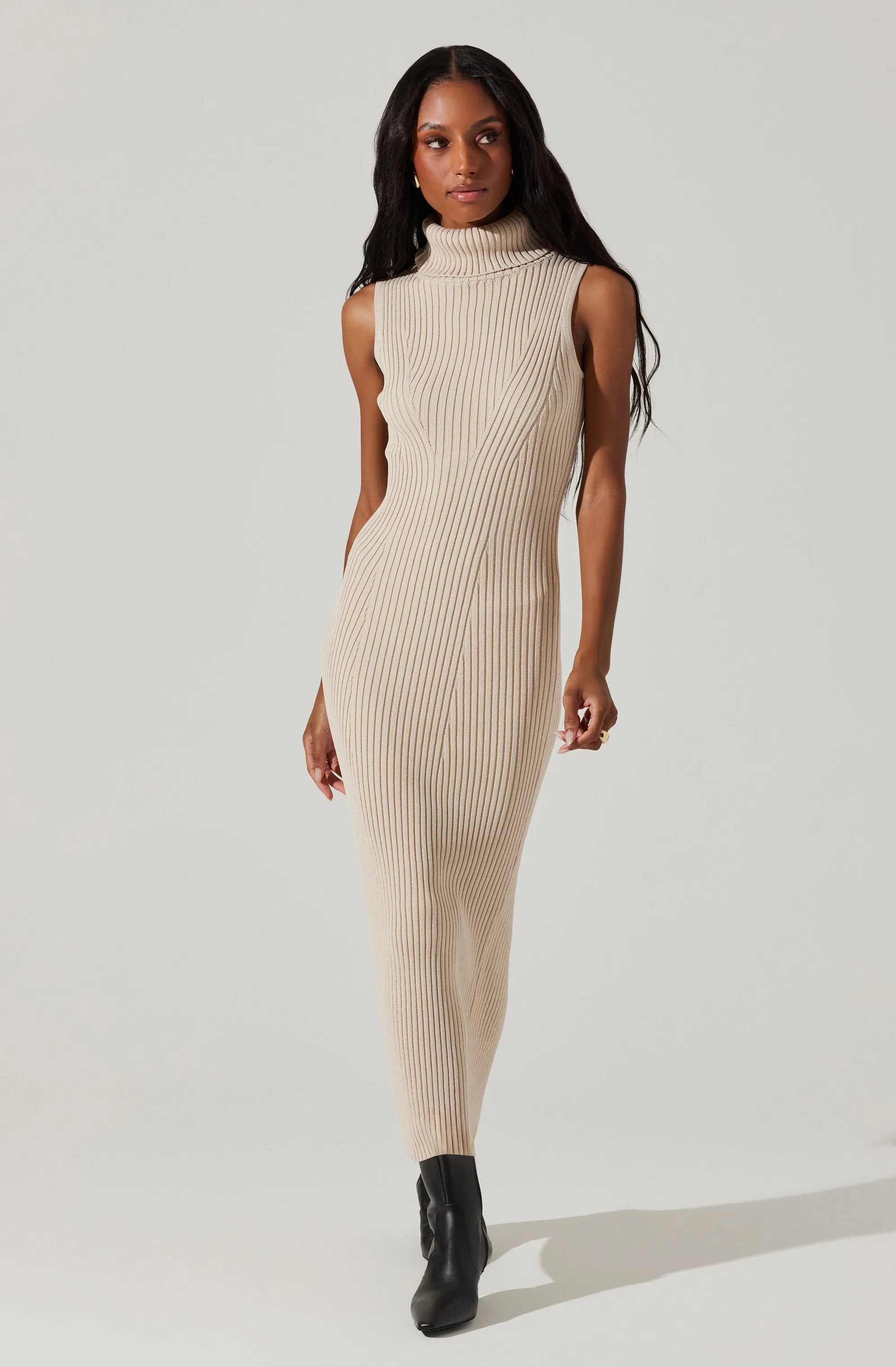 Channary Sleeveless Turtleneck Sweater Dress