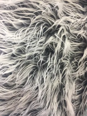 Charcoal 4" Polar Bear Long Pile Fake Faux Fur Fabric By The Yard | Faux Fur Material