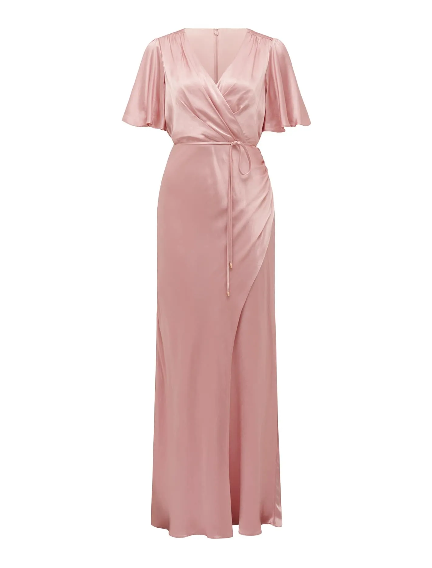 Chelsea Flutter Sleeve Satin Maxi Dress