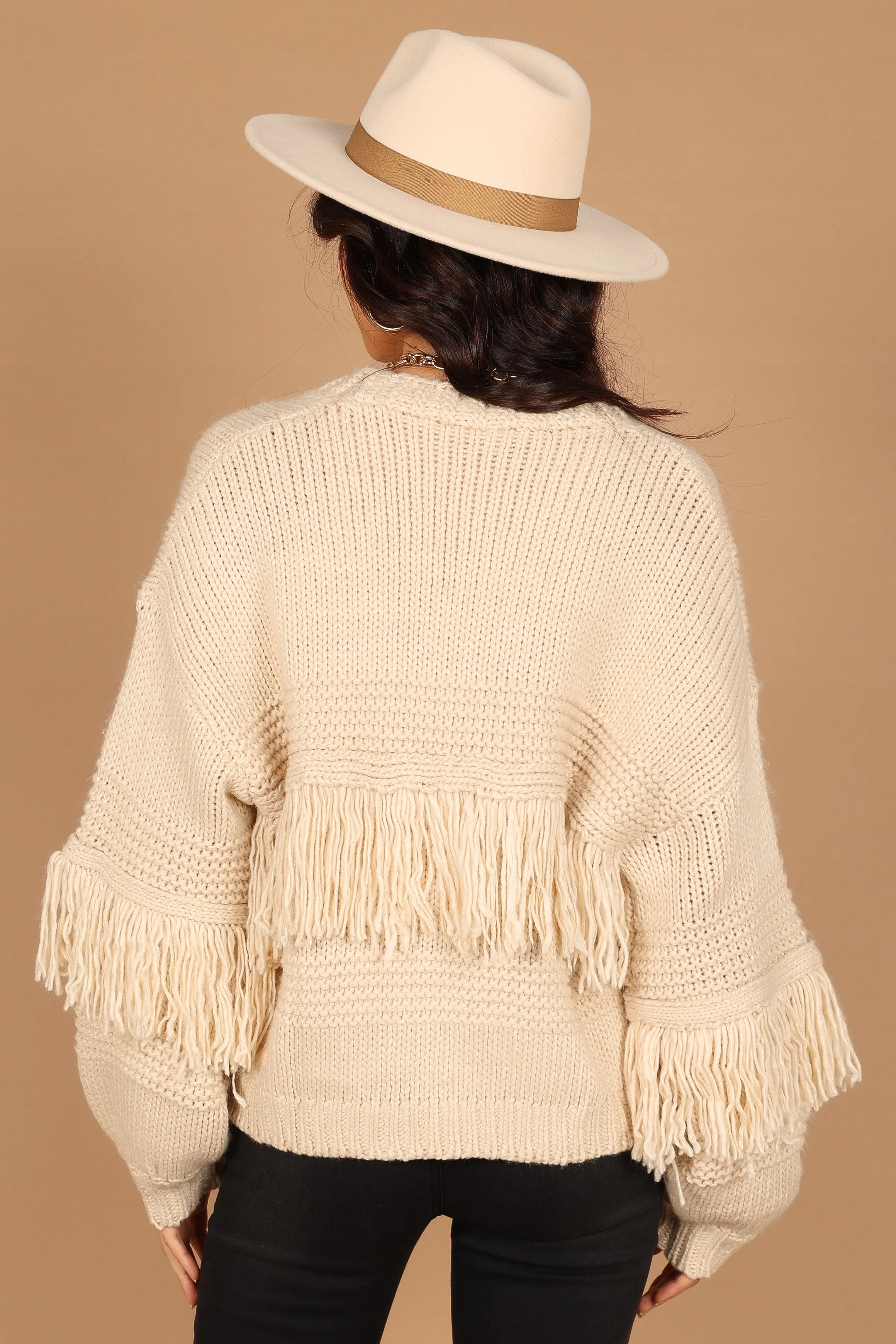 Cheryl Fringe Cardigan Sweater - Ivory