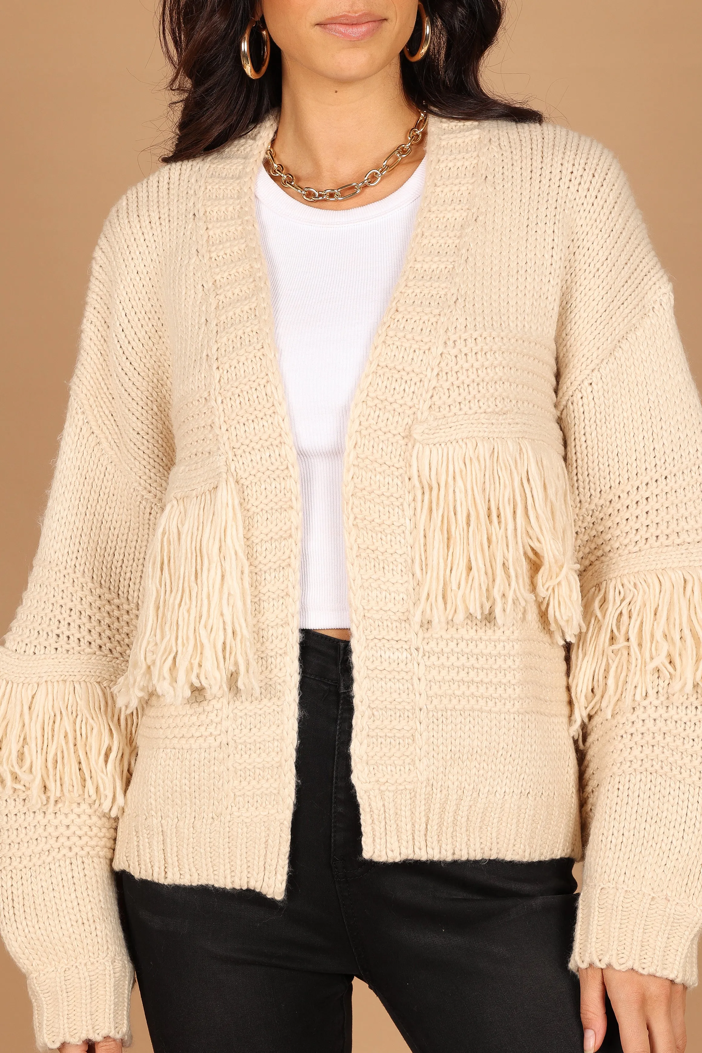 Cheryl Fringe Cardigan Sweater - Ivory