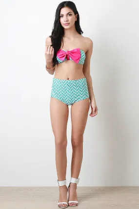 Chevron Bow Bandeau Bikini Set