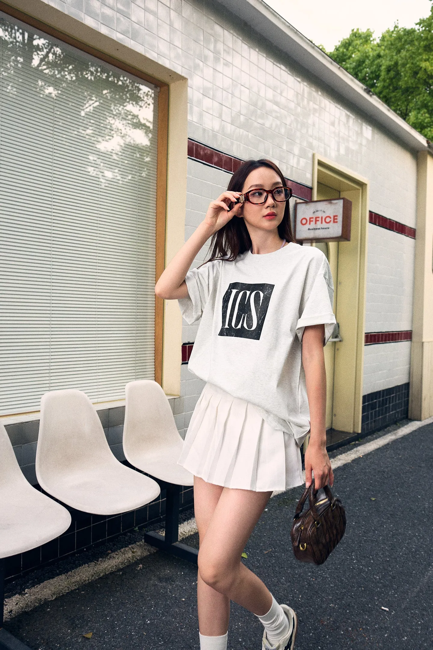 Contrast Color Logo Letter Cool Short Sleeve T-shirt