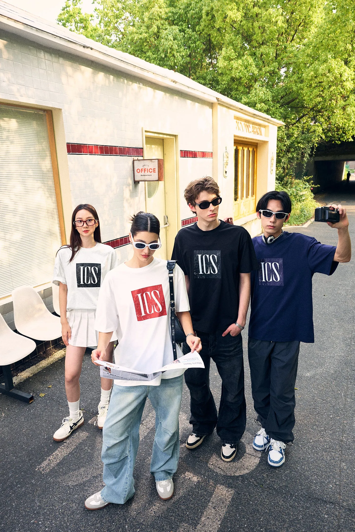 Contrast Color Logo Letter Cool Short Sleeve T-shirt