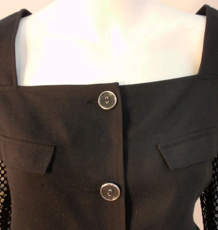 COURREGES Black 2 pc Skirt with Fishnet Sleeve Jacket 4-6