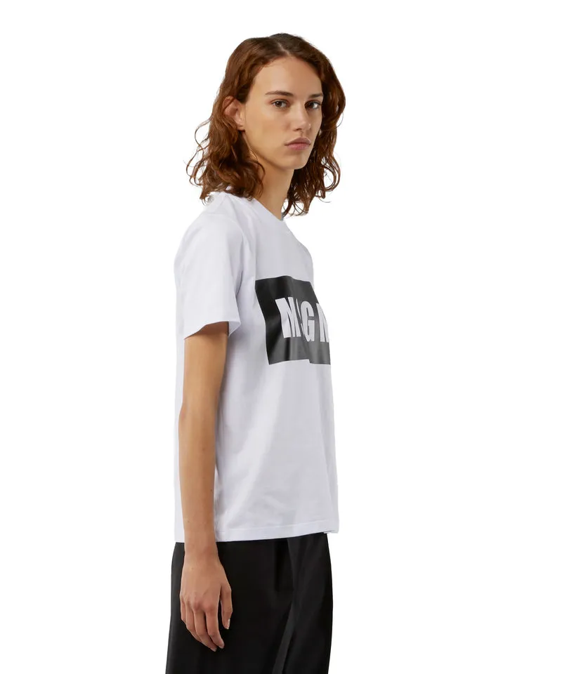 Crew Neck T-shirt With Msgm Box Logo White