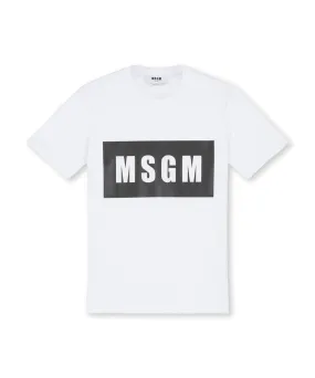 Crew Neck T-shirt With Msgm Box Logo White