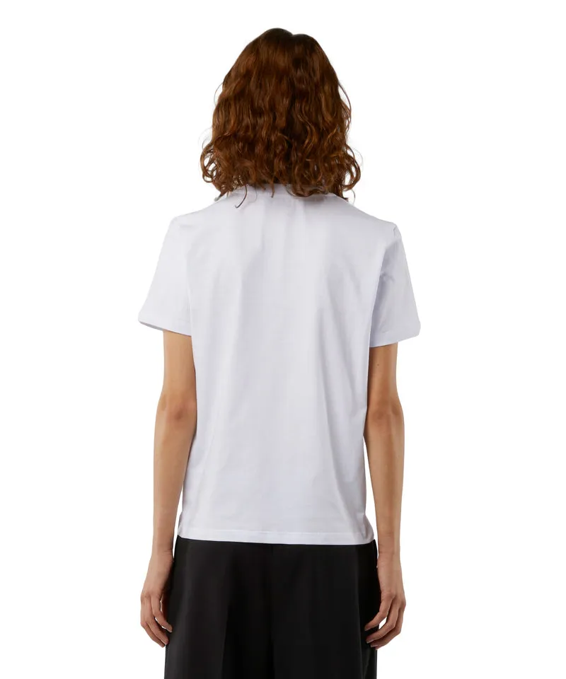 Crew Neck T-shirt With Msgm Box Logo White