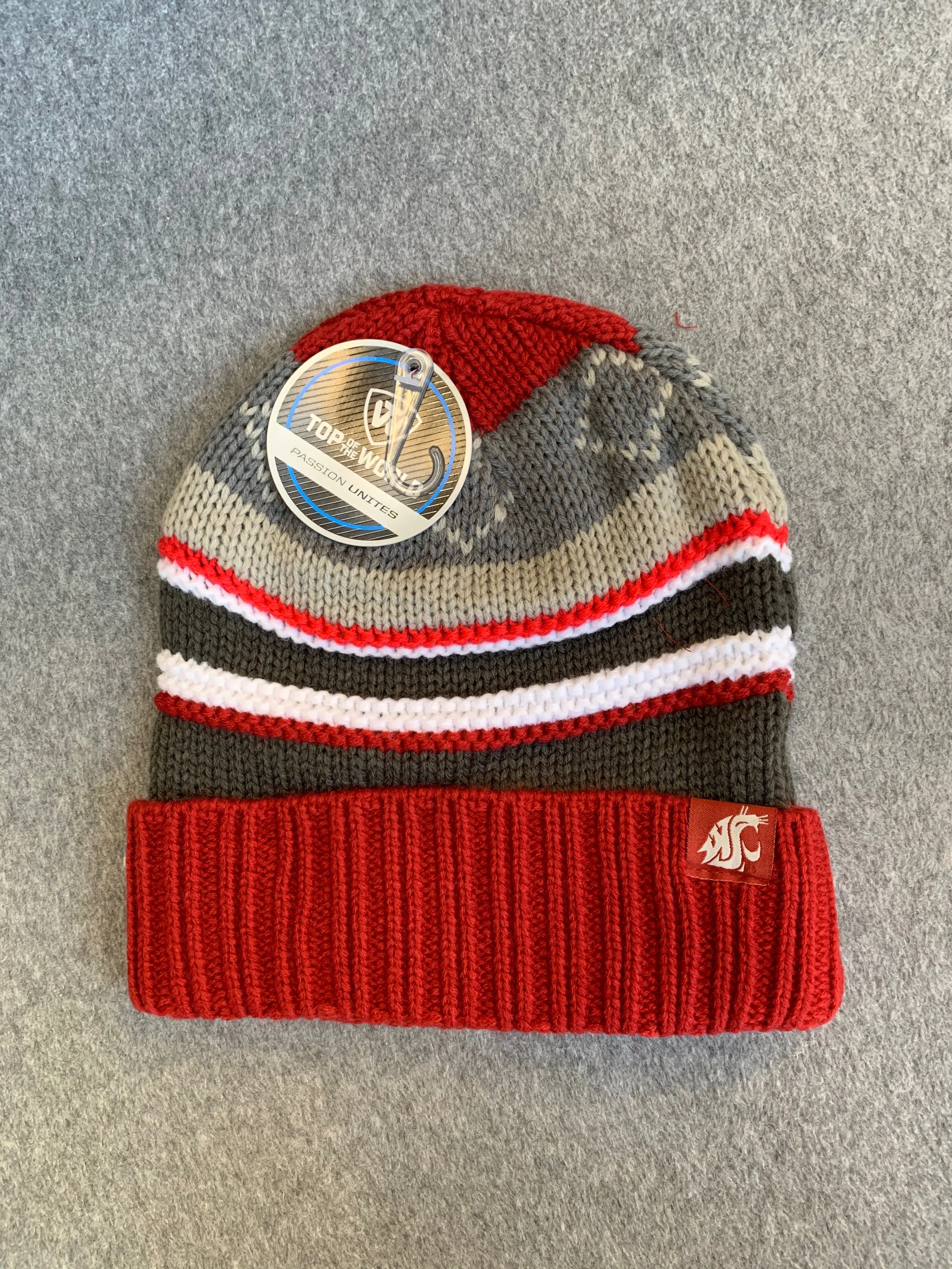 Crimson, Gray, & Brown WSU Cougars Knit Beanie