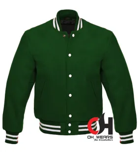 Dark Green Wool Varsity Jacket