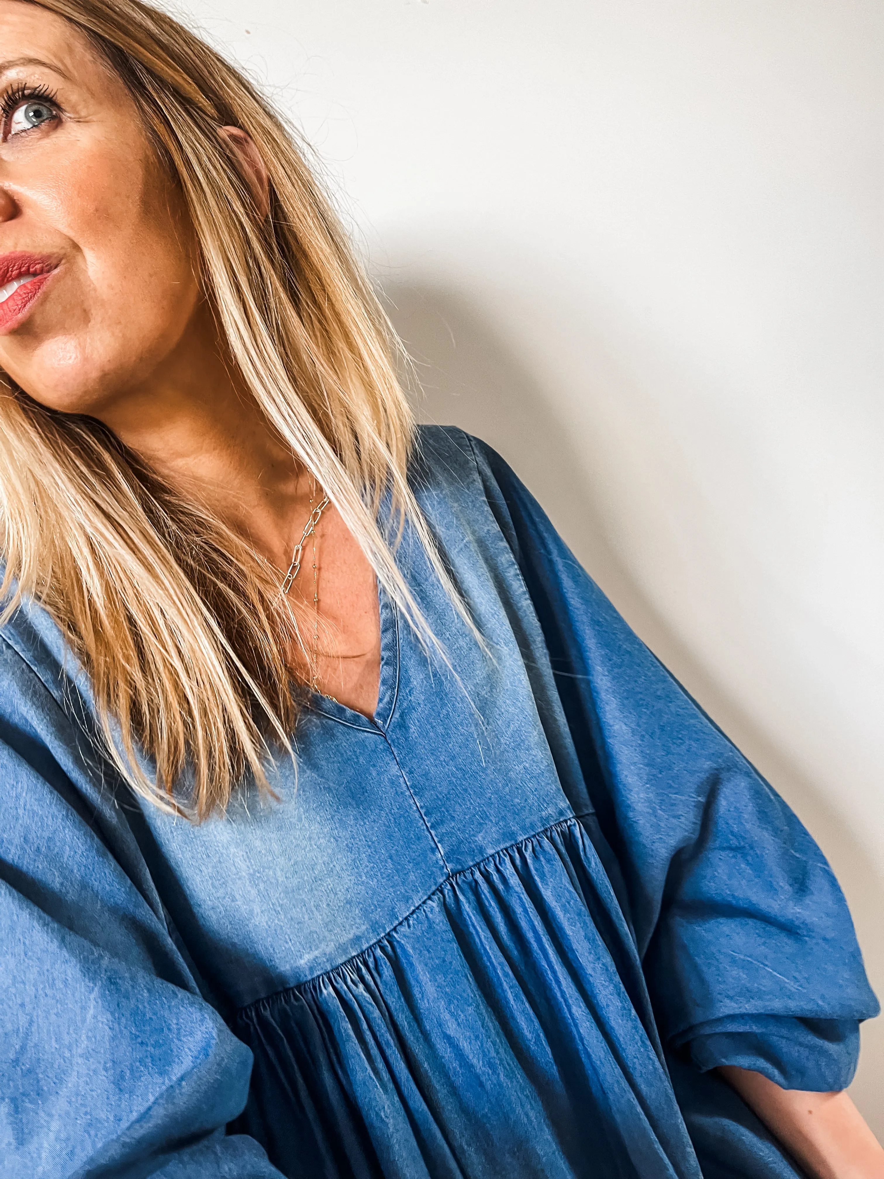 Denim Midi Smock Dress