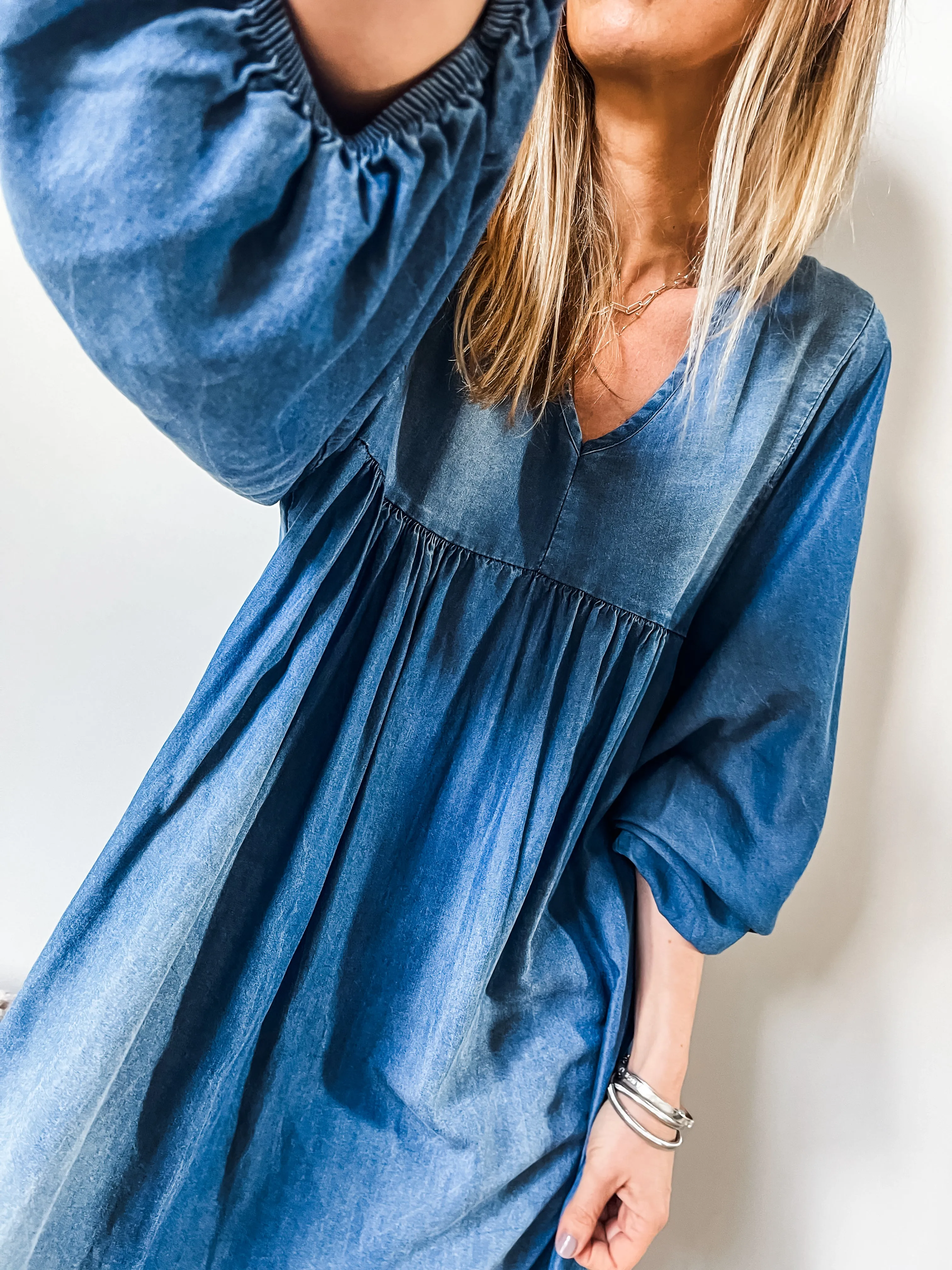 Denim Midi Smock Dress