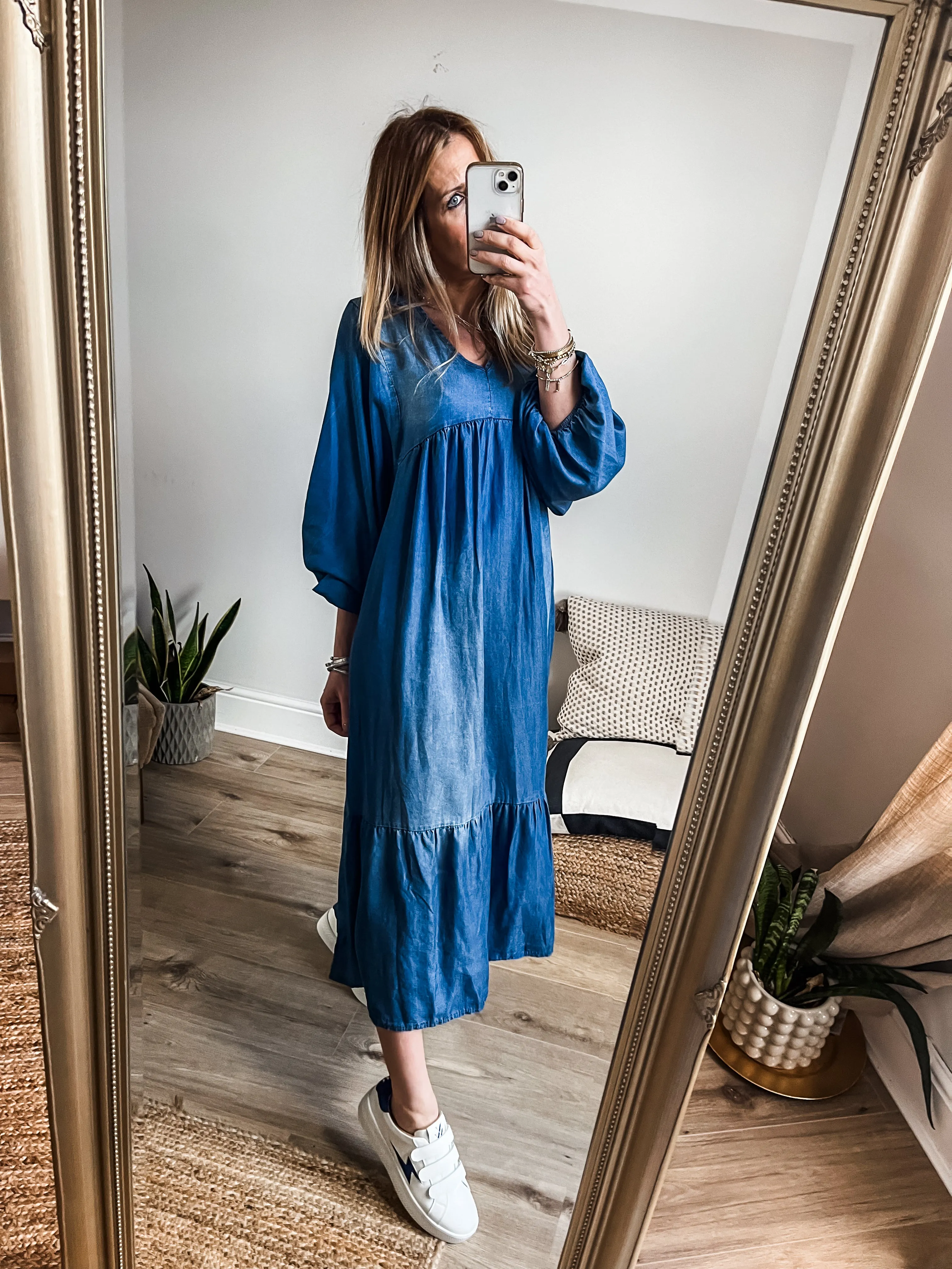 Denim Midi Smock Dress