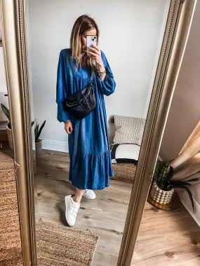 Denim Midi Smock Dress