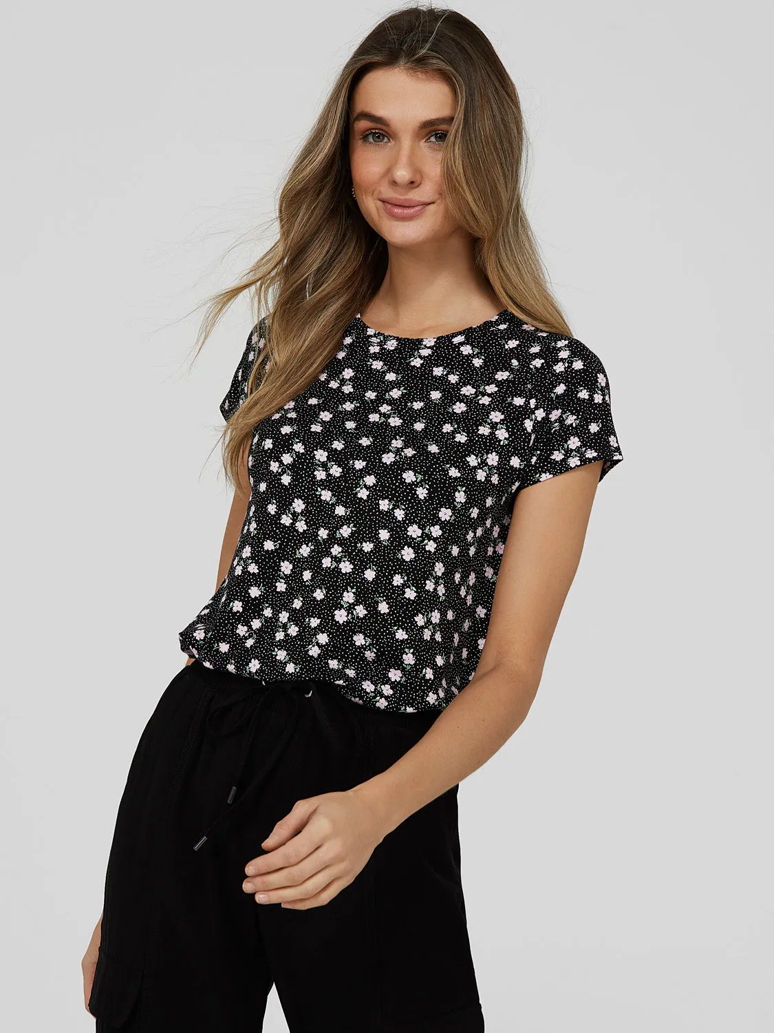 Ditsy Print Crew Neck T-Shirt