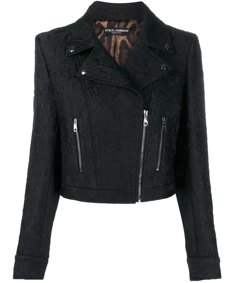 Dolce & Gabbana Cropped jacquard biker jacket