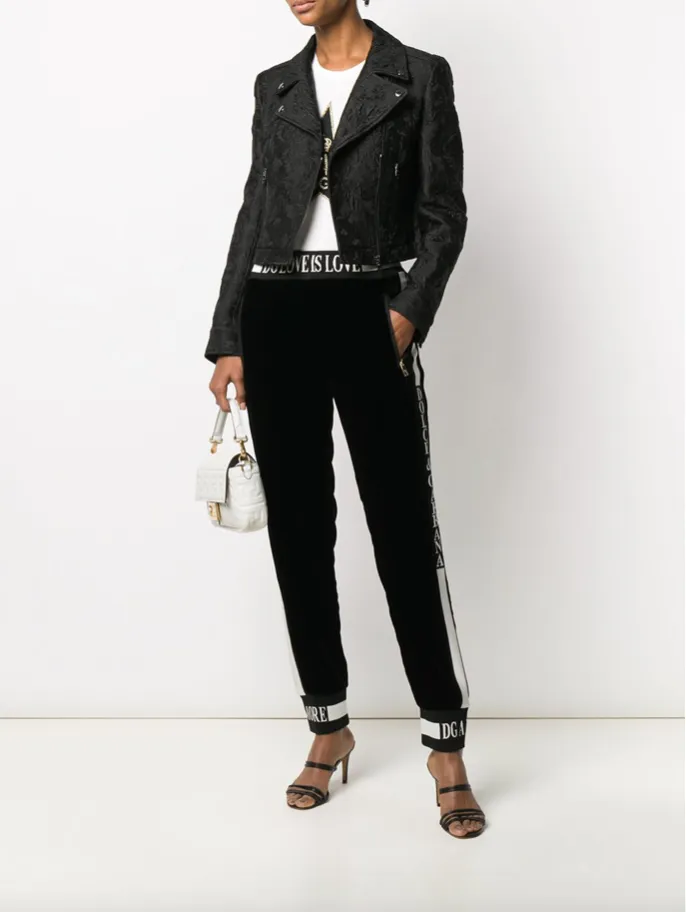 Dolce & Gabbana Cropped jacquard biker jacket