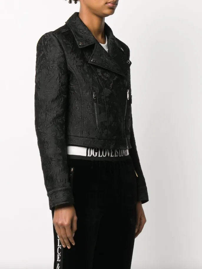 Dolce & Gabbana Cropped jacquard biker jacket