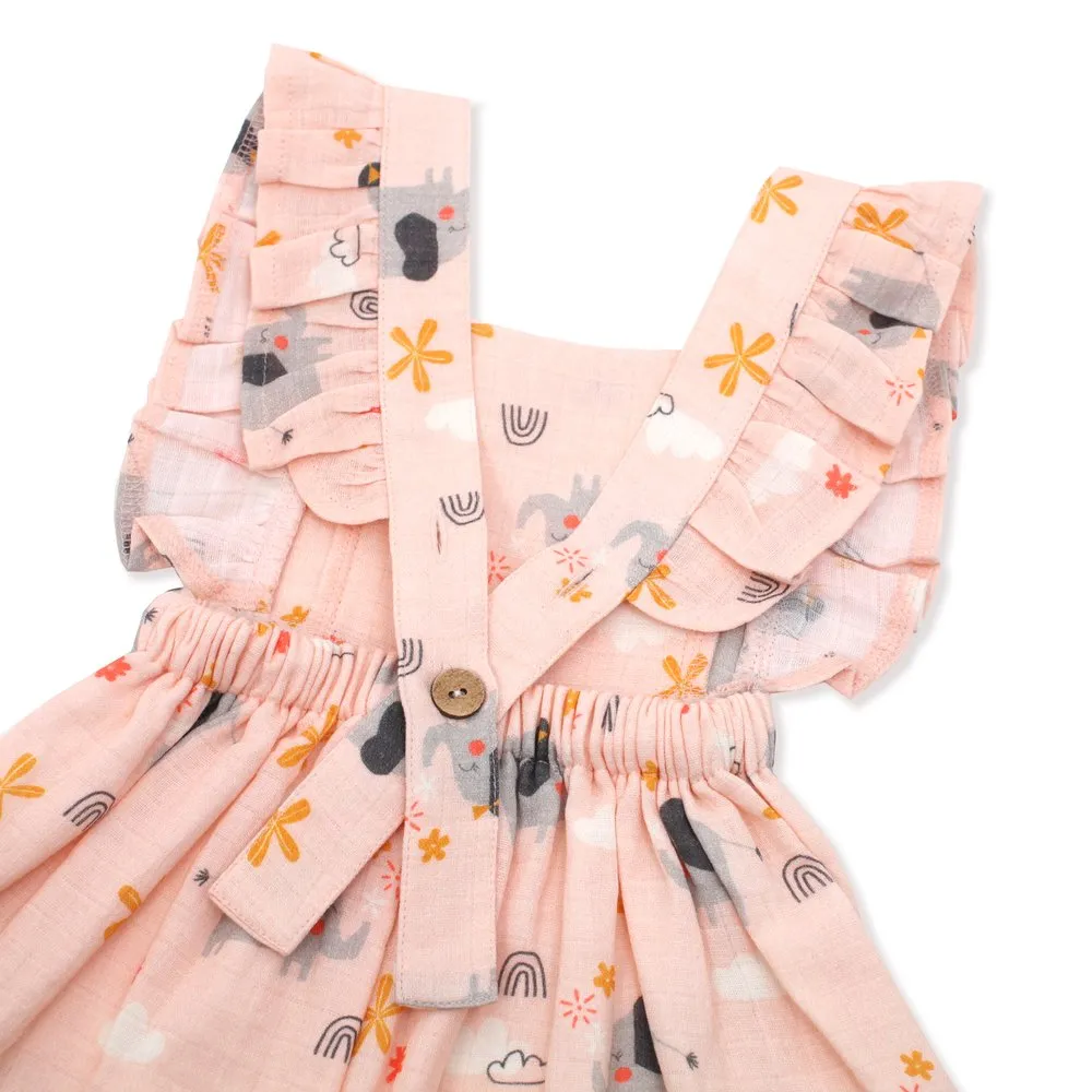 Elephant Ruffled Apron Dress   Bloomer Set