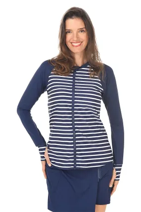 Estate Stripe Zip-Front Rash Guard