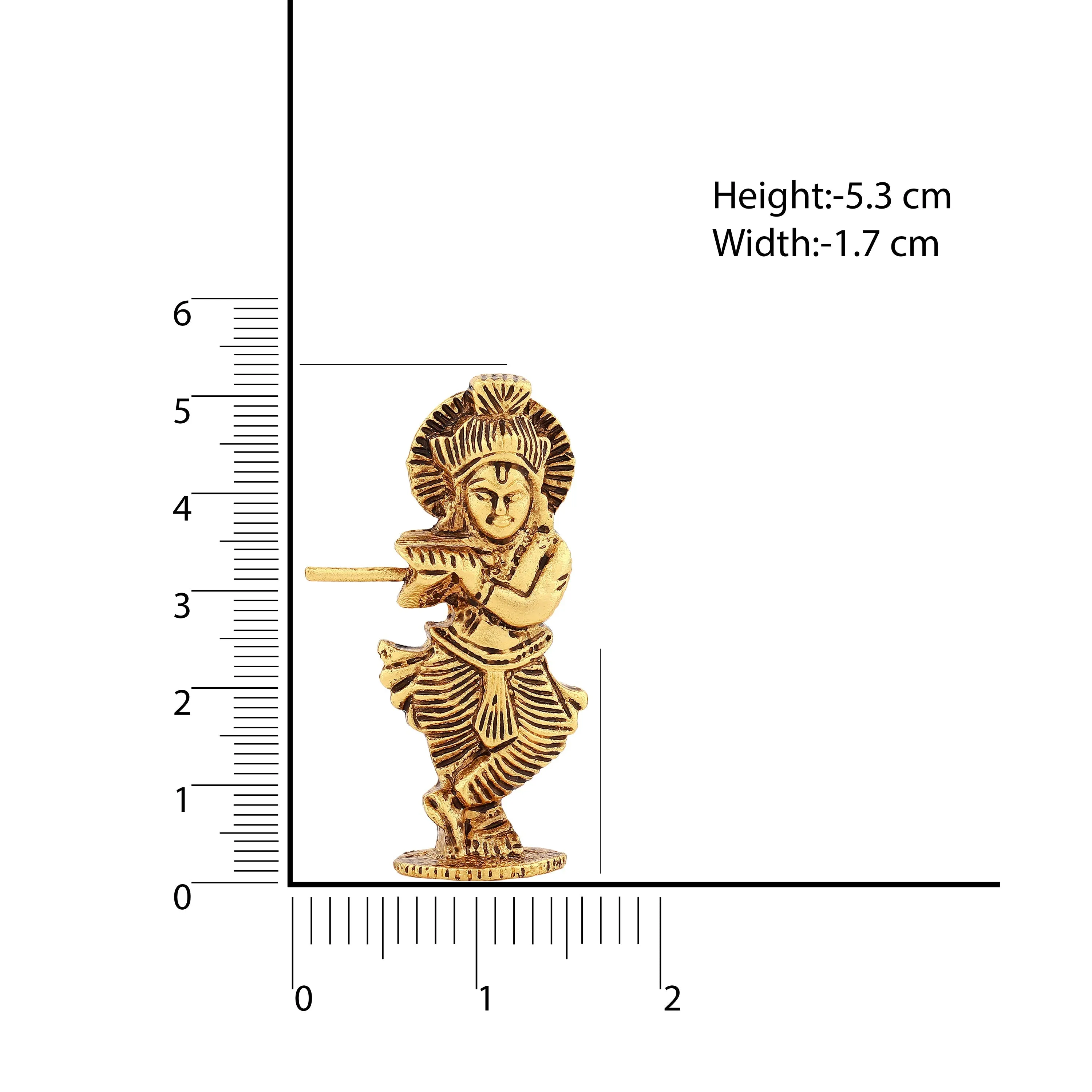 Estele Gold Plated Antique Divine Lord Krishna Idol for Home/Car Decor.