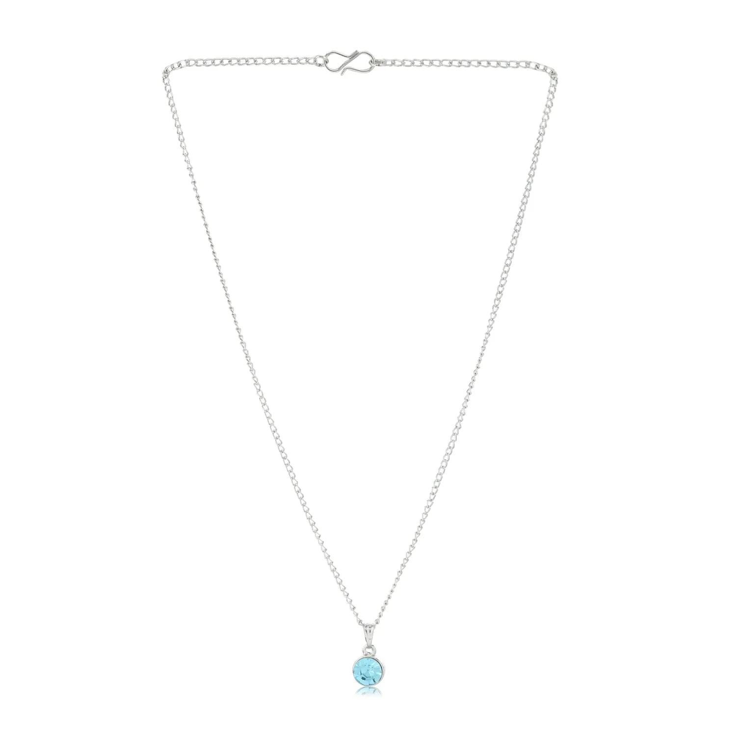 Estele - Rhodium Aquamarine Pendant with Austrian Crystal for Women / Girls