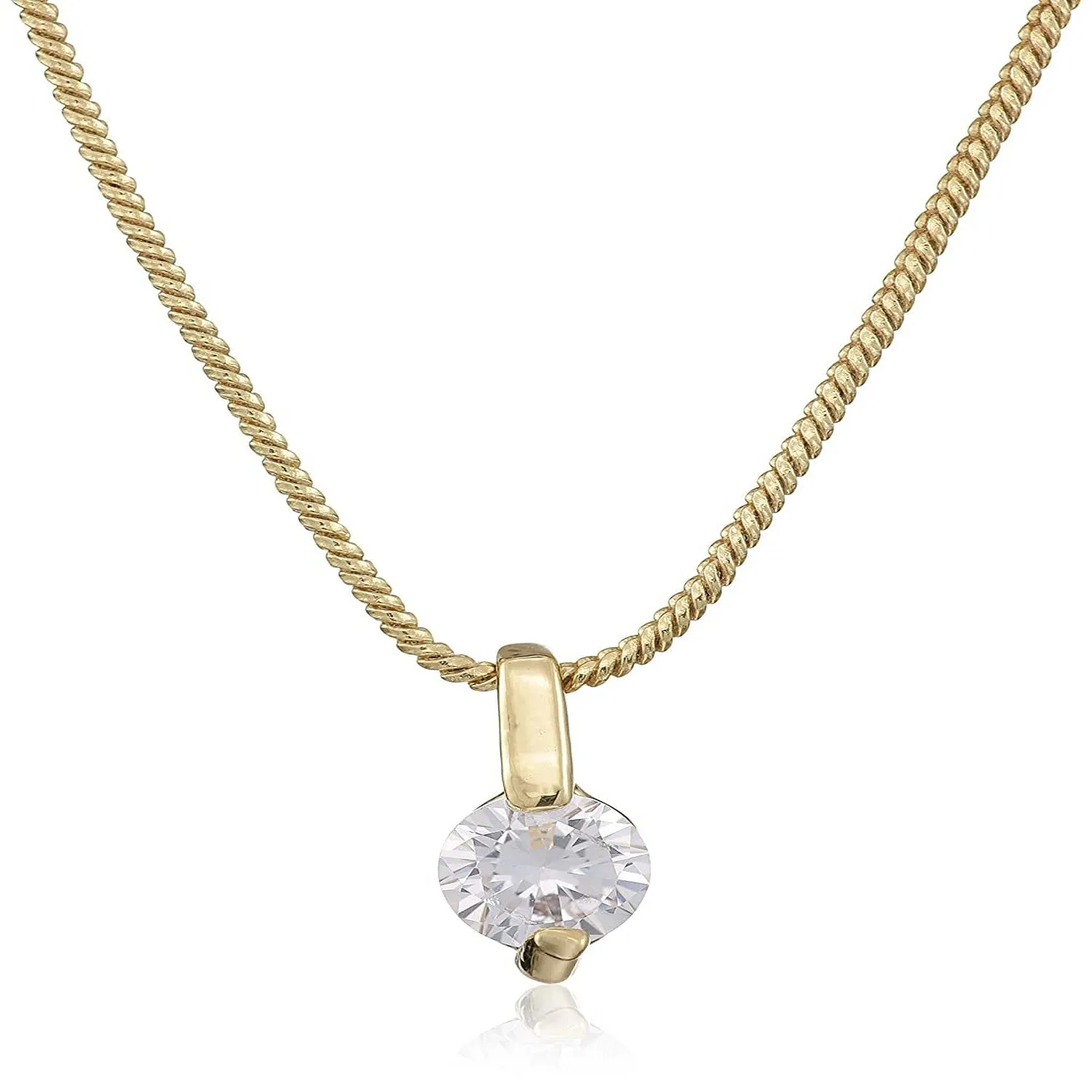 Estele - Valentine Special 24 KT gold plated timeless Solitaire Diamond Pendant