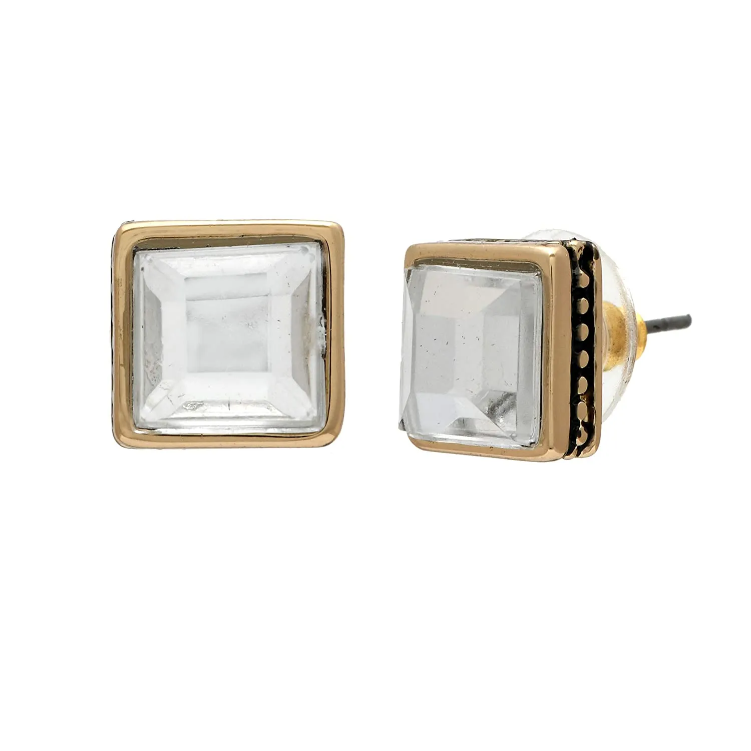 Estele -Gold Plated Square Shaped Kundan Stud Earrings