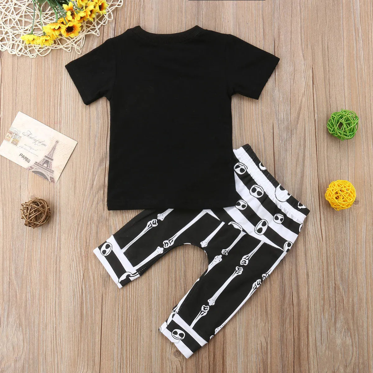 Fashion Kids Baby Boy Halloween  skeleton Outfits Set T-shirt Tops Leggings Pants Clothes