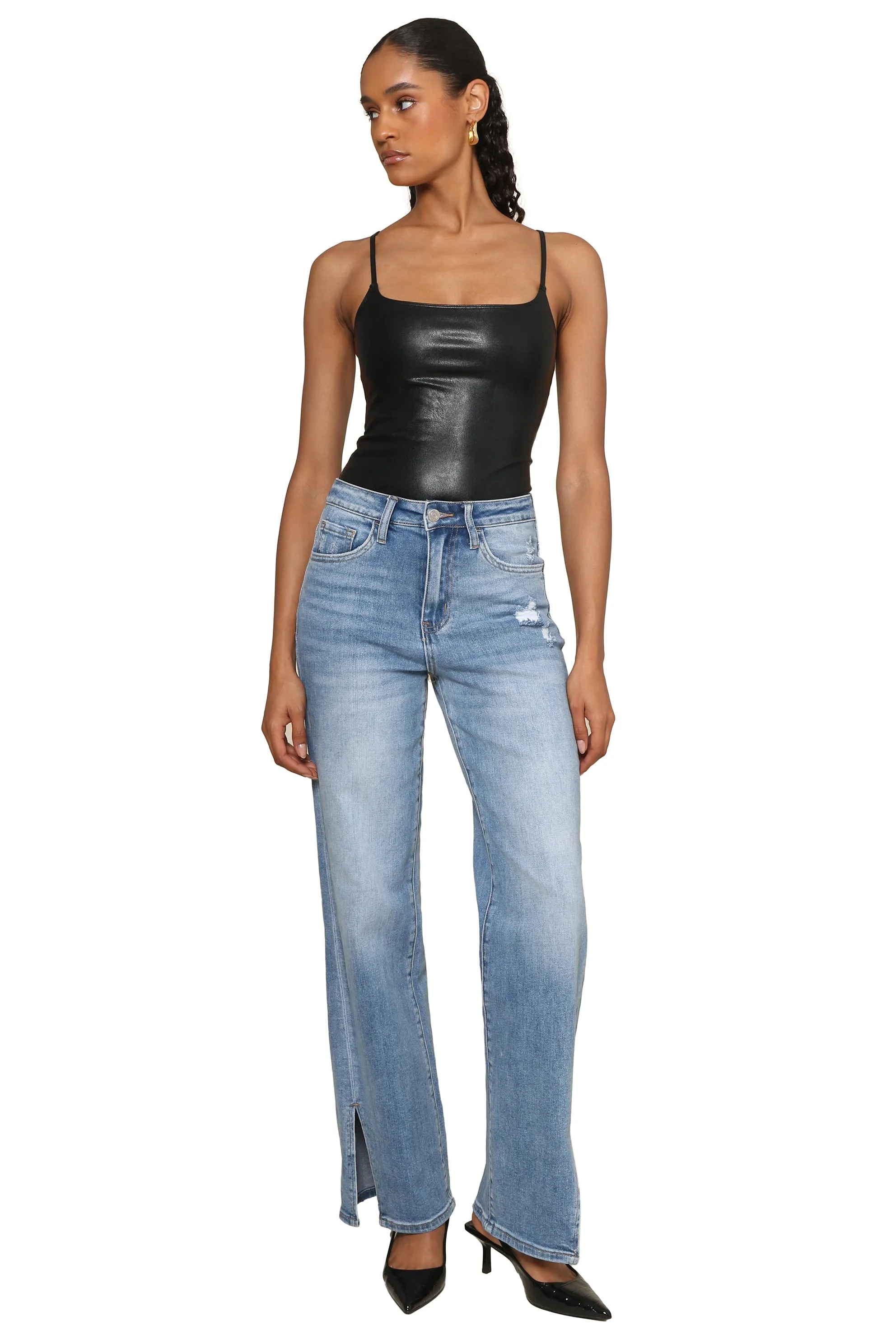 Faux Leather Cami Bodysuit