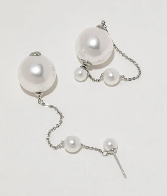 Faux Pearl with Link Chain Earrings