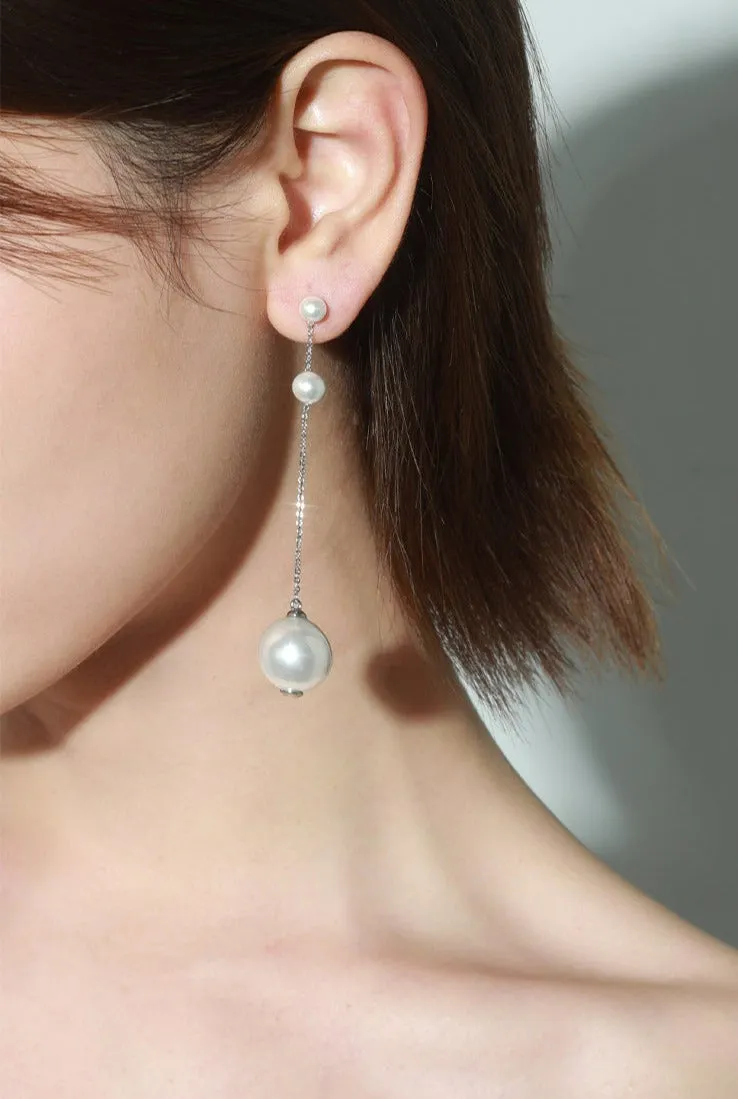 Faux Pearl with Link Chain Earrings