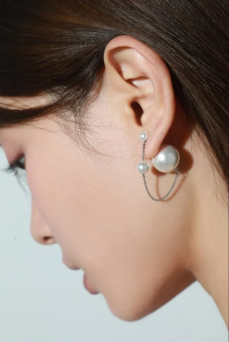 Faux Pearl with Link Chain Earrings