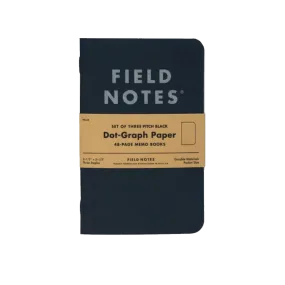 Field Notes Pitch Black Small Memo Book 3pk Graph Paper