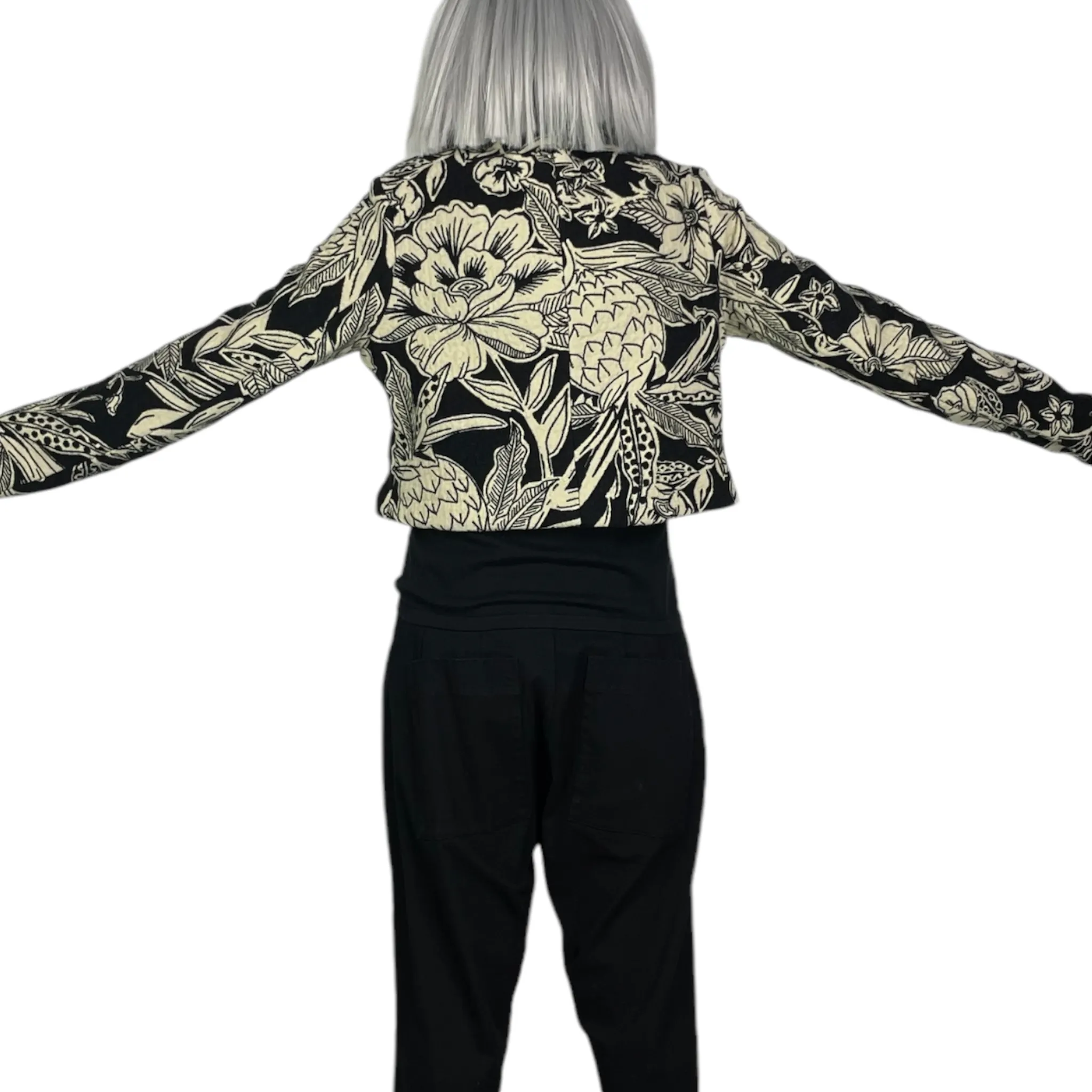 FLORAL JACQUARD CROP JACKET