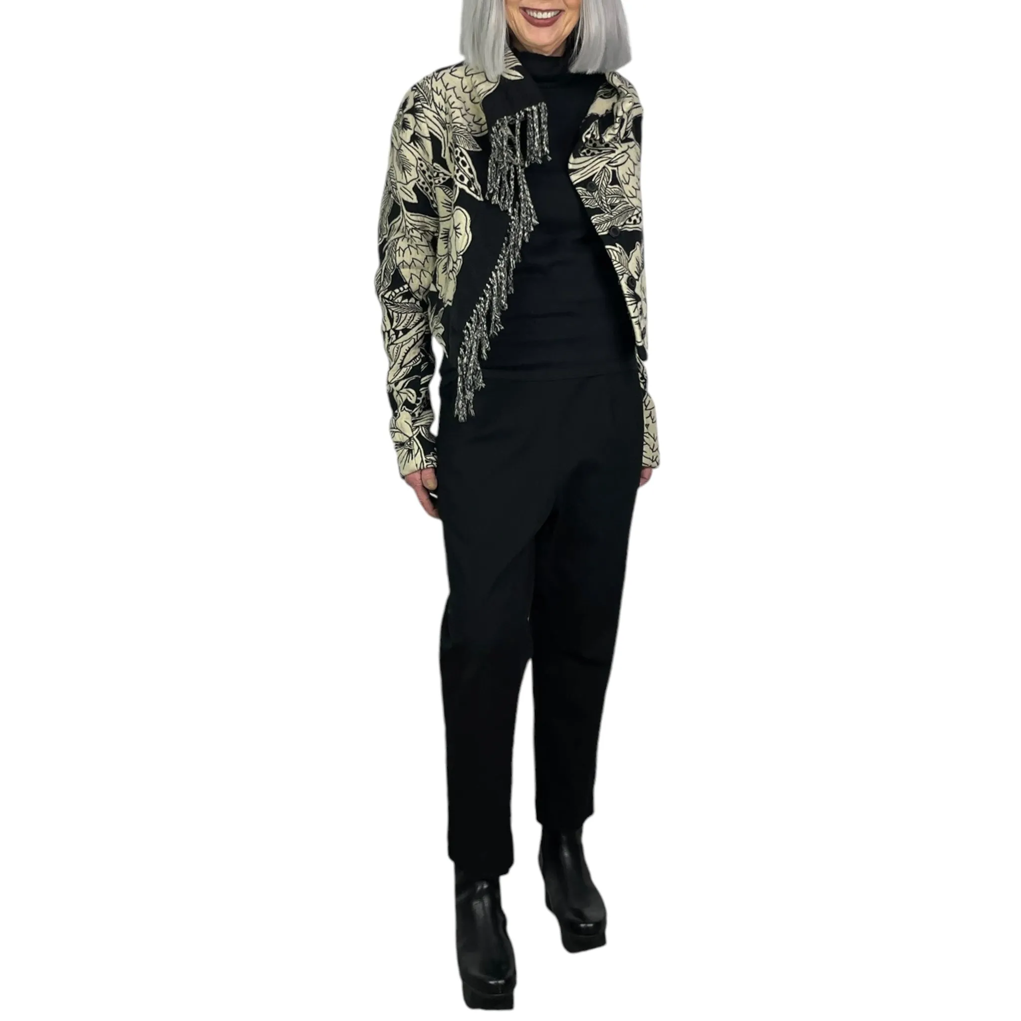 FLORAL JACQUARD CROP JACKET