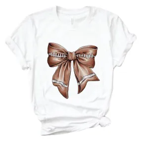 Football Bow Adult Graphic Tee | White