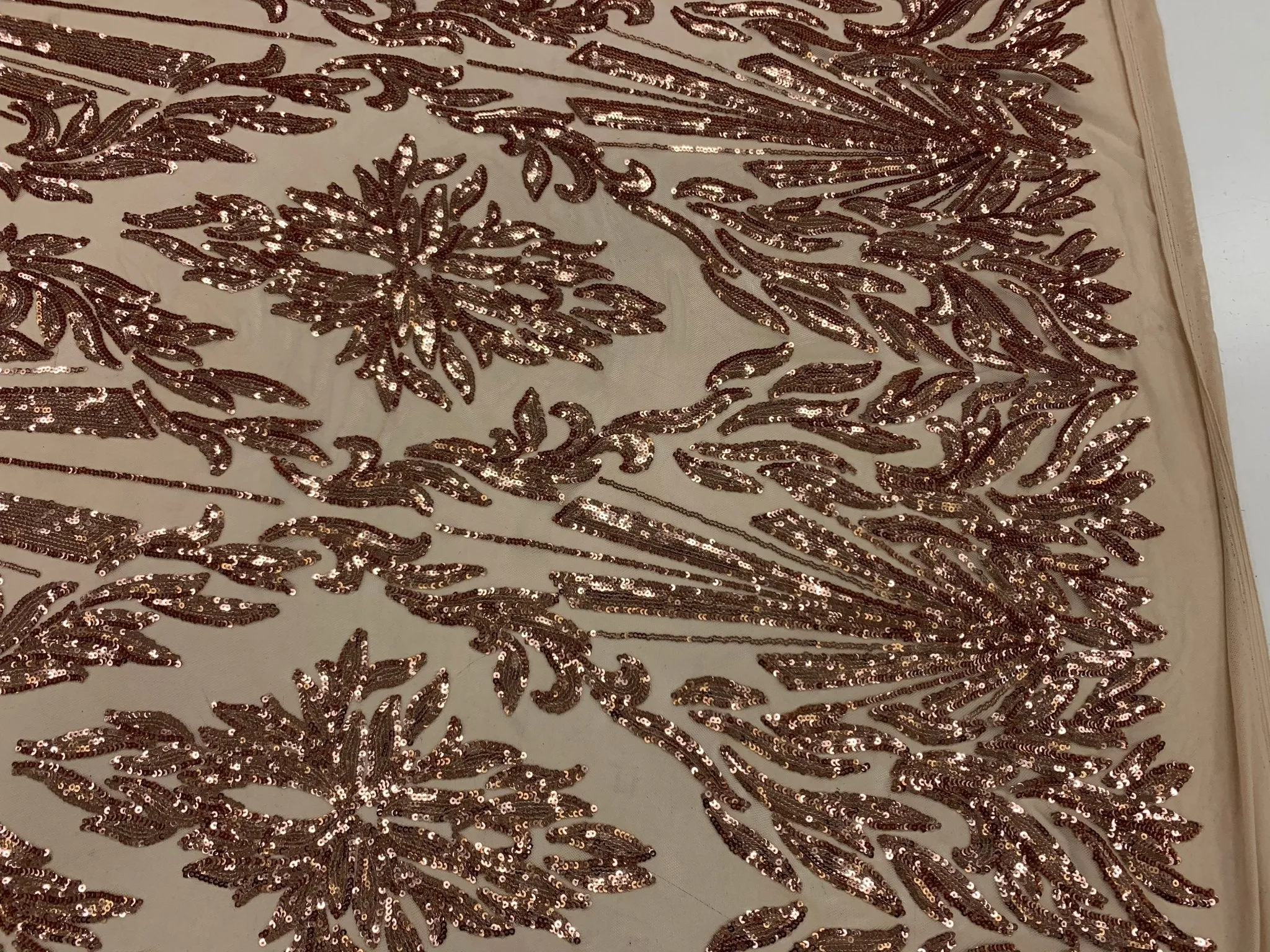 French Embroidery Stretch Sequins Fabric By The Yard on a Mesh Lace