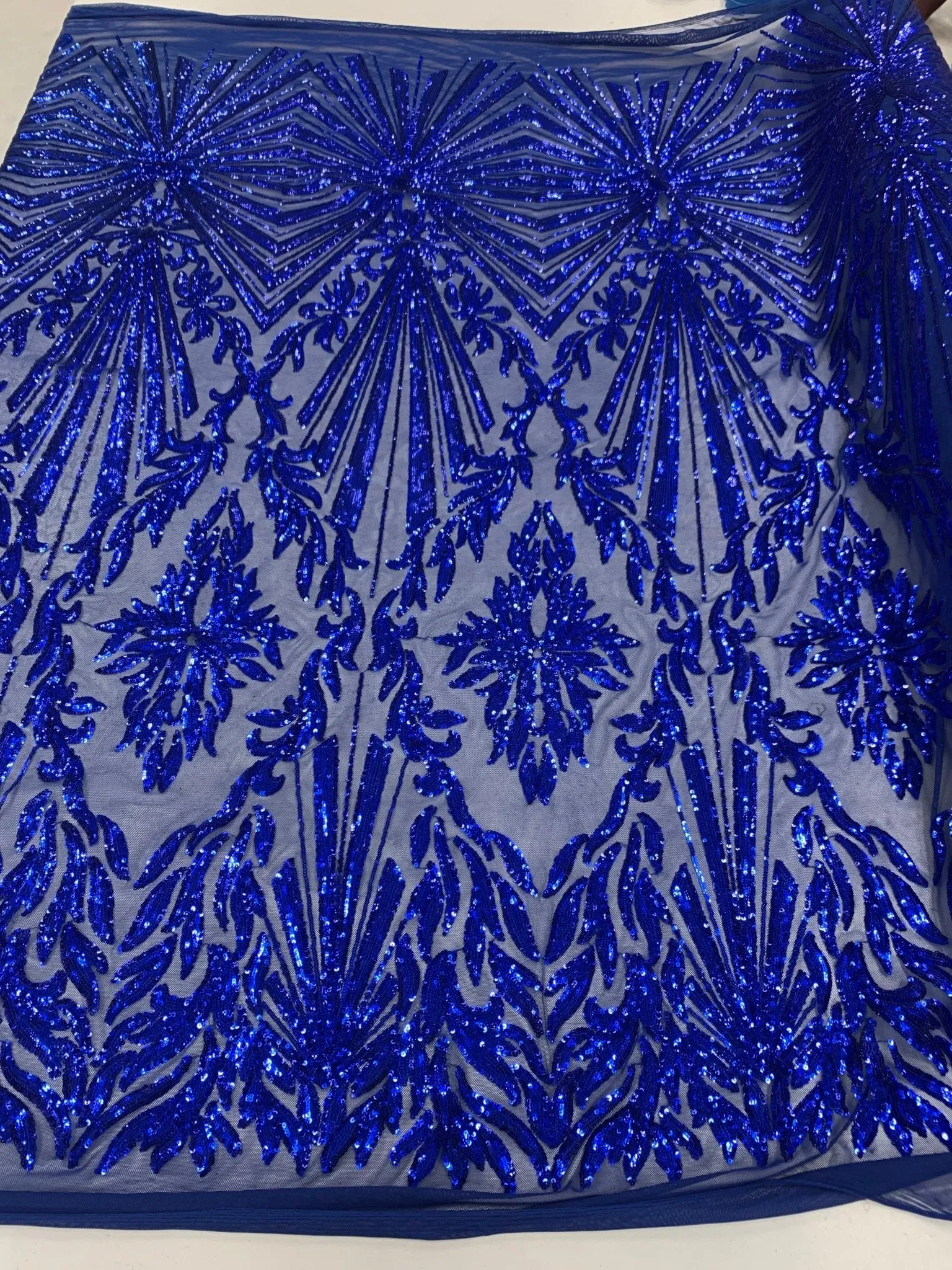 French Embroidery Stretch Sequins Fabric By The Yard on a Mesh Lace