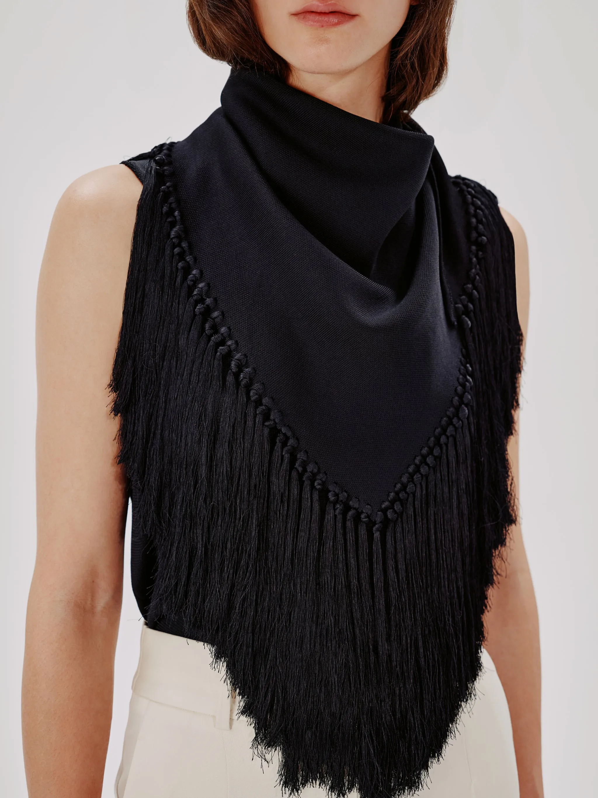 Fringe Scarf Neck Shell