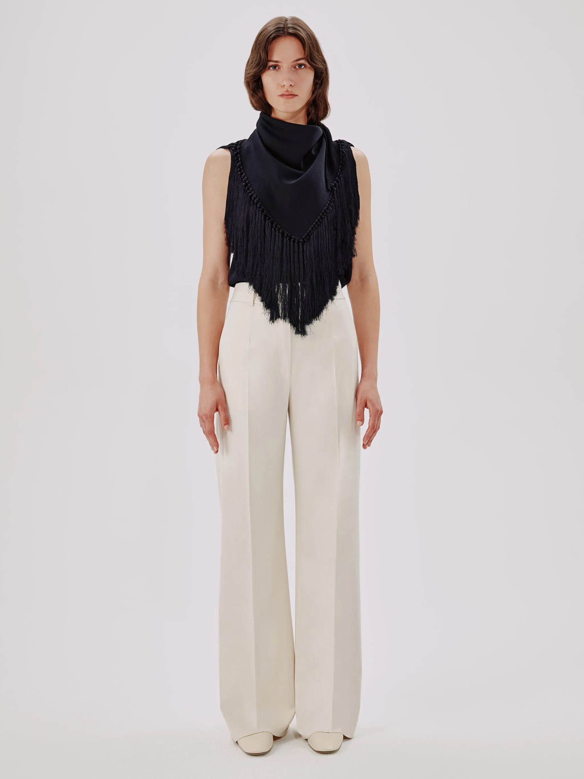 Fringe Scarf Neck Shell