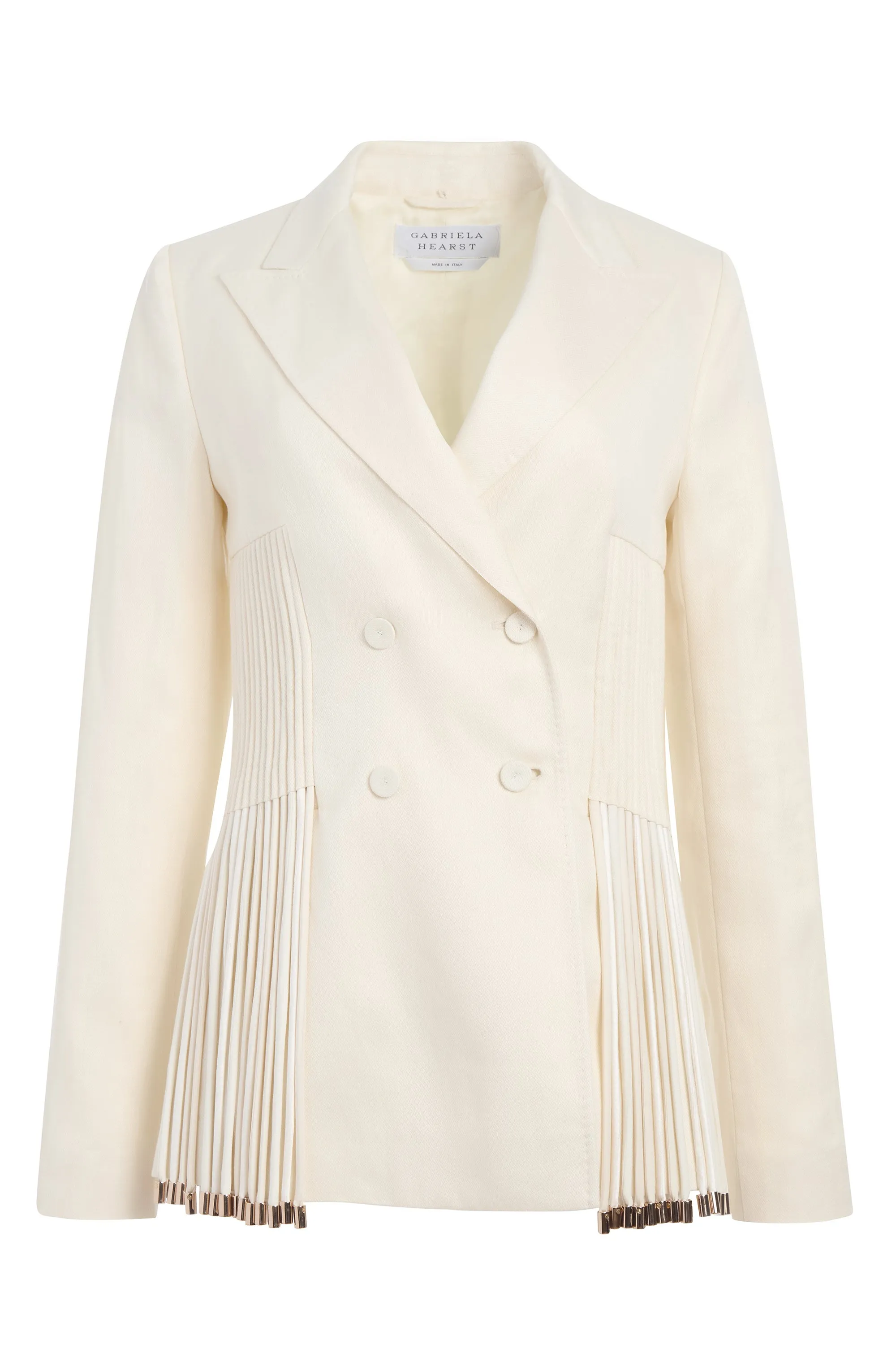 Giorgio Fringe Blazer in Ivory Textured Linen