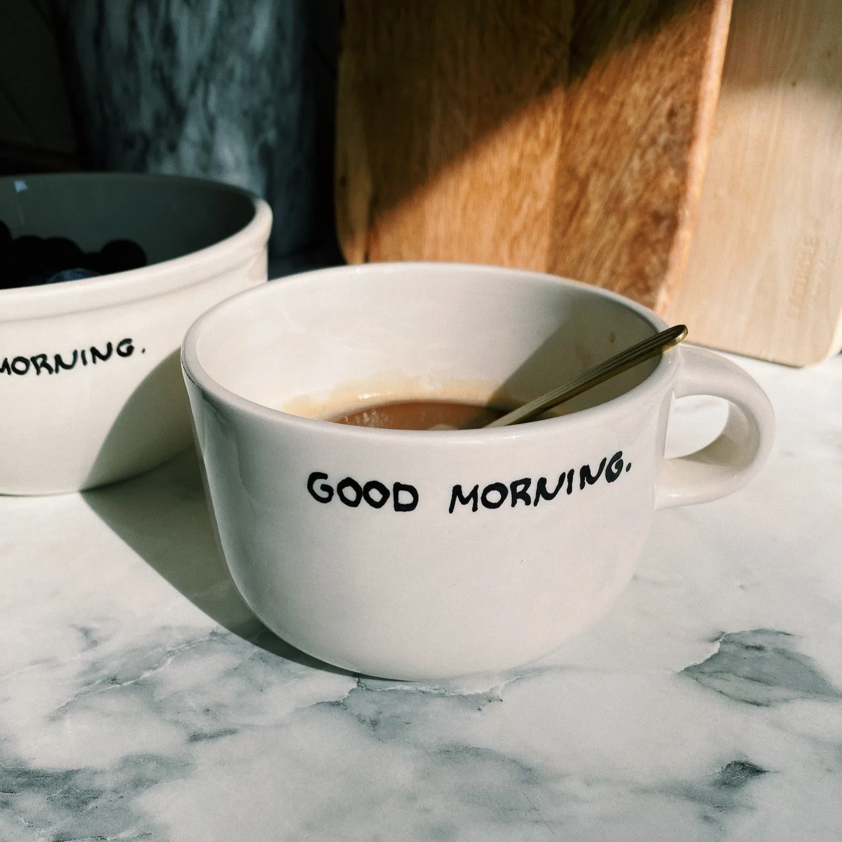 'Good Morning' Ceramic Cappuccino Mug | White