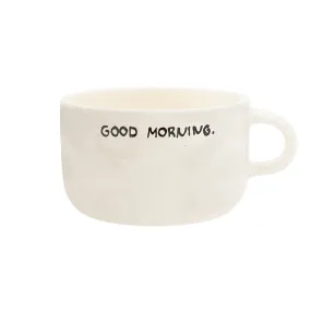 'Good Morning' Ceramic Cappuccino Mug | White