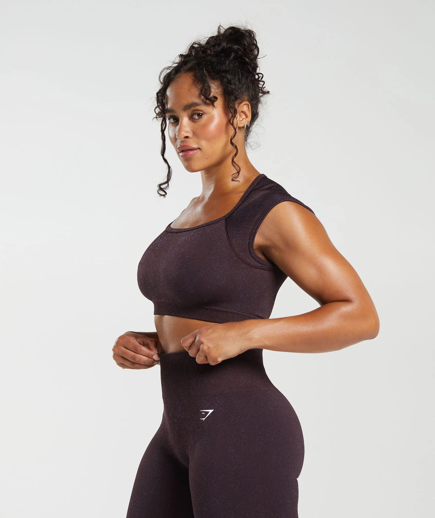 Gymshark Adapt Fleck Seamless Crop Top - Plum Brown/Dewberry Purple