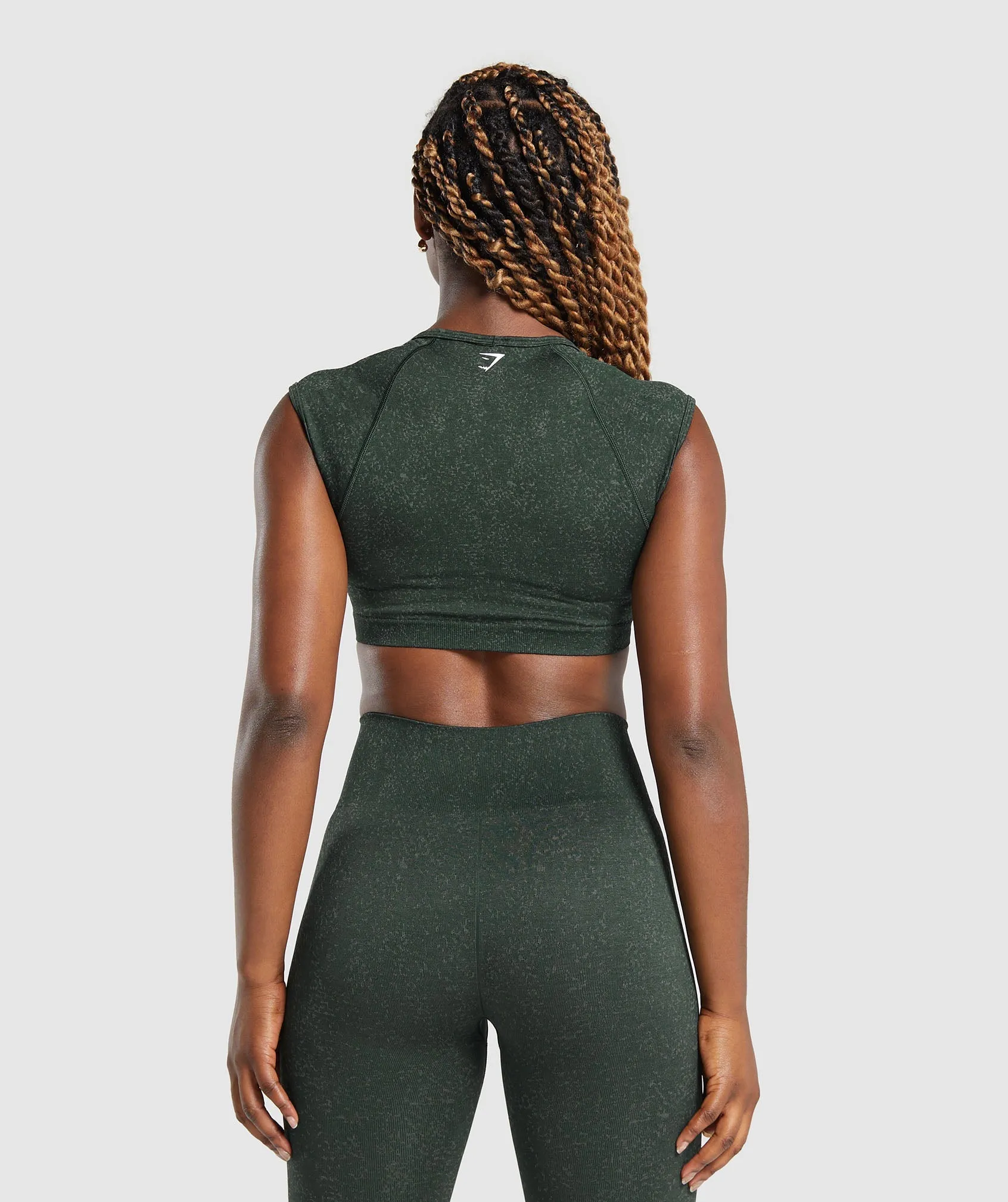 Gymshark Adapt Fleck Seamless Crop Top - Victory Green/Unit Green